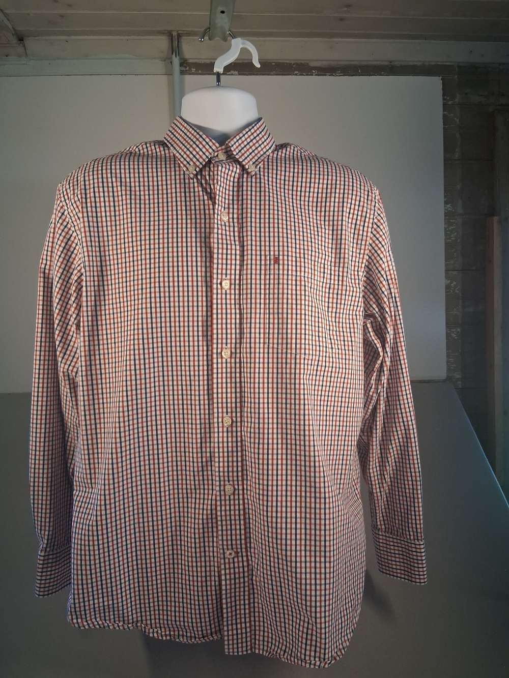 Izod Men's Checked Button-Down Shirt - Red, Blue & White
